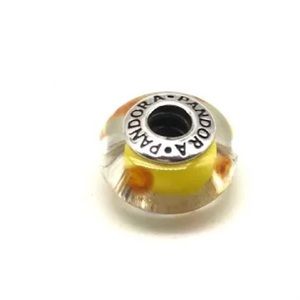 Authentic Pandora Retired Murano Glass Charm. Yellow/Orange Dots